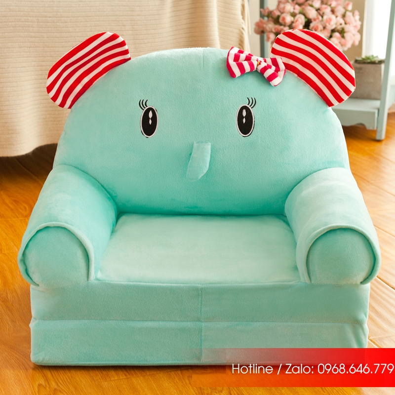 Ghế sofa bed thú bông hình con voi xanh